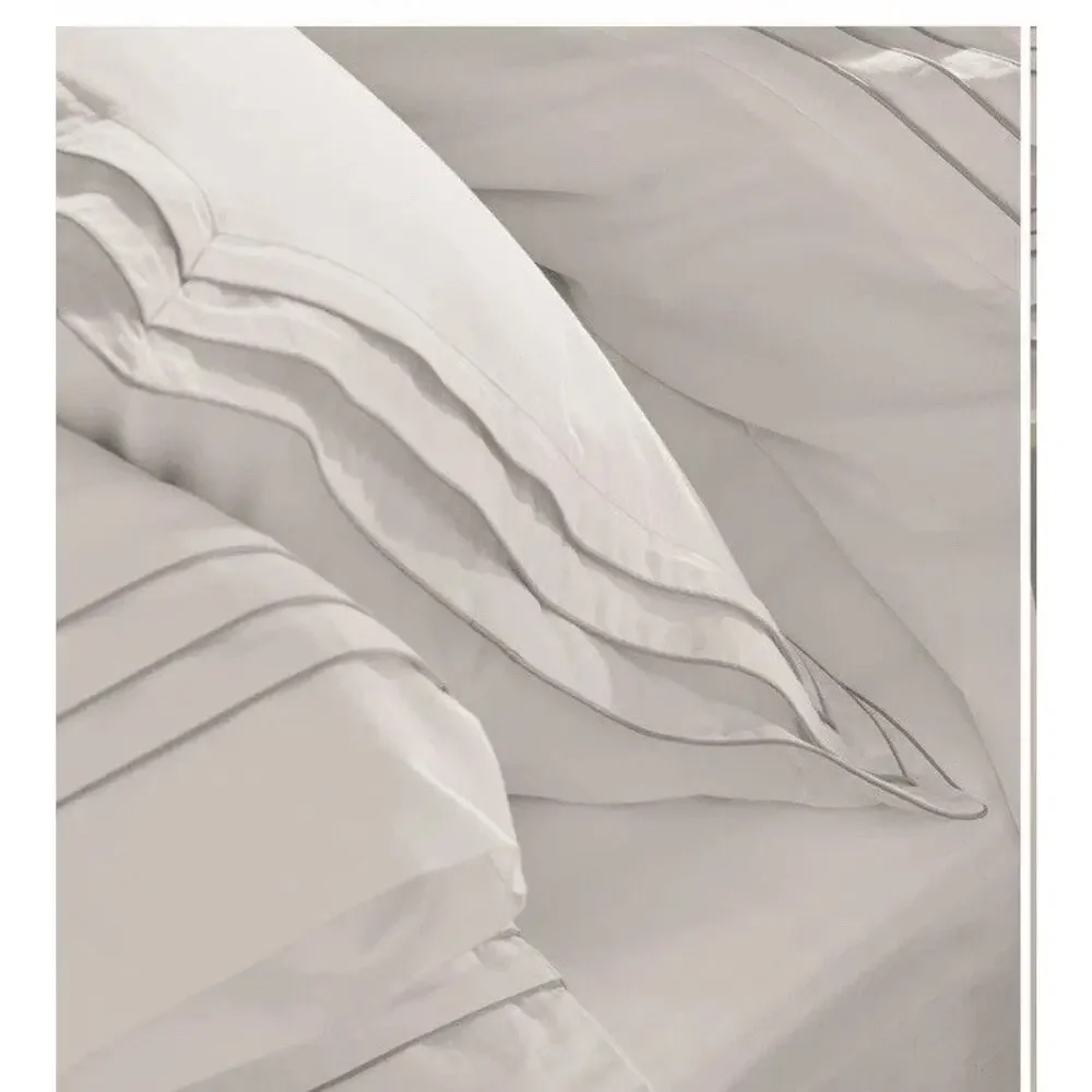 Boll & Branch Signature Triple Pleat Organic Cotton Sheet Set White Pewter Queen